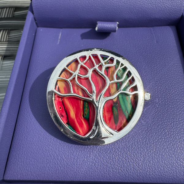 Heathergems Tree of Life Brooch HB79 Red