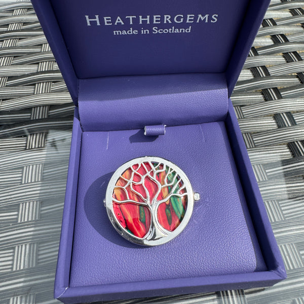 Heathergems Tree of Life Brooch HB79 Red