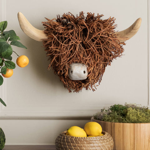 Hewie Highland Cow Wall Mounted Hand Crafted Sculpture