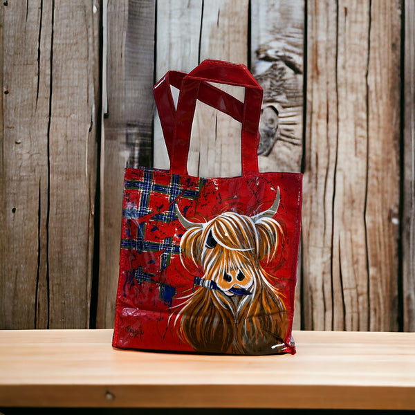 Highland Cow Tartan Paint PVC Bag