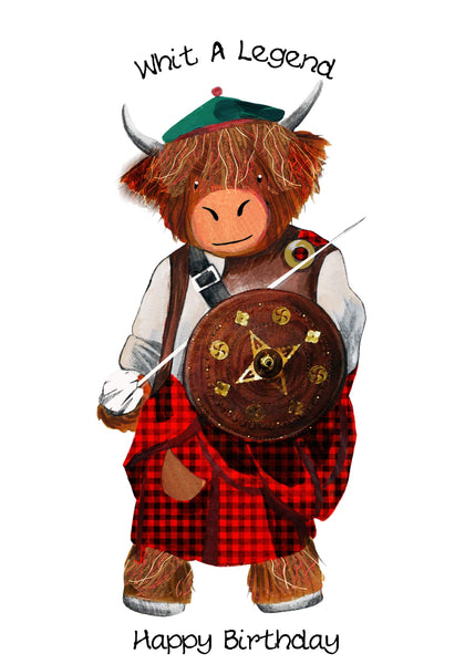 Highland Cow Birthday Card Whit a Legend