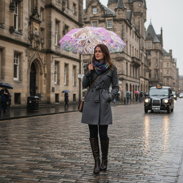 Highland Cow Fiields of Love Umbrella