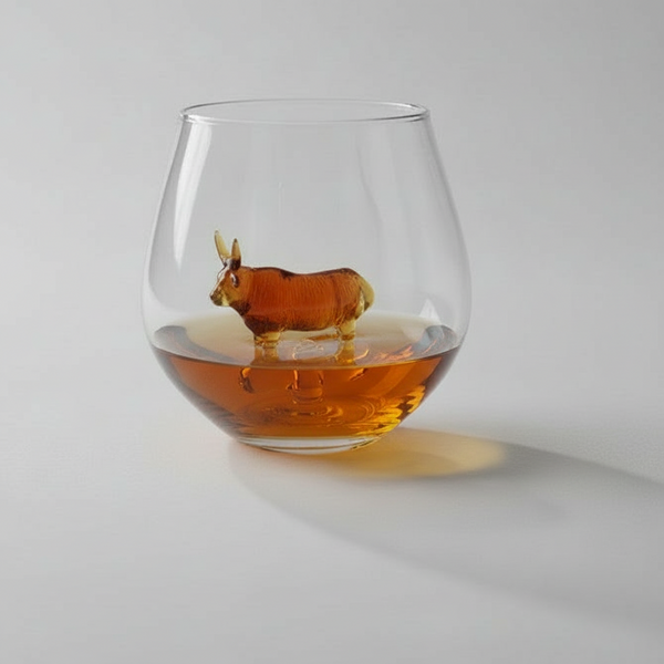 Scottish Quirky Whisky Glass Nessie, Highland Cow
