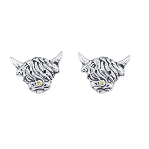 Highland Cow Silver Stud Earings 