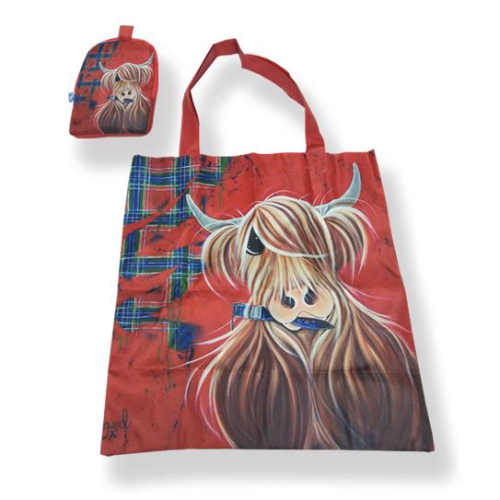 Highland Cow Tartan Paint Foldable Bag