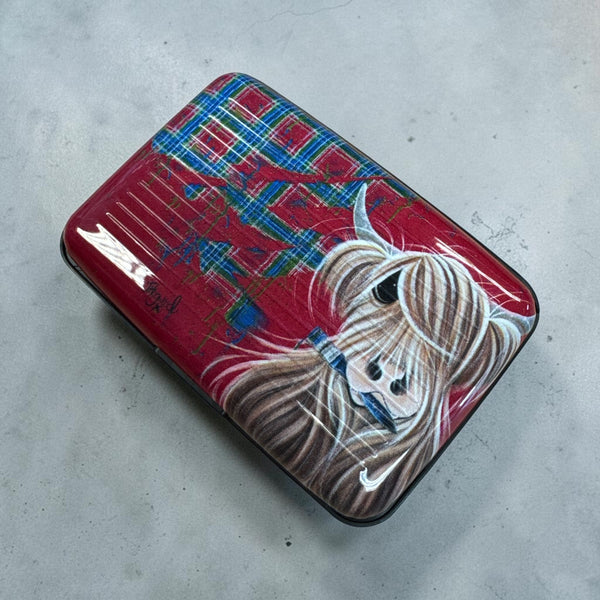 Highland Cow Tartan Paint RFID Card Holder