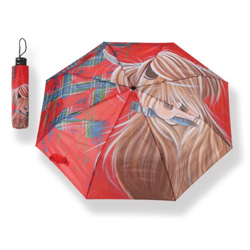 Highland Cow Tartan Paint Umbrella