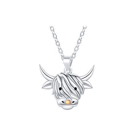 Highland Cow Necklace Silver 