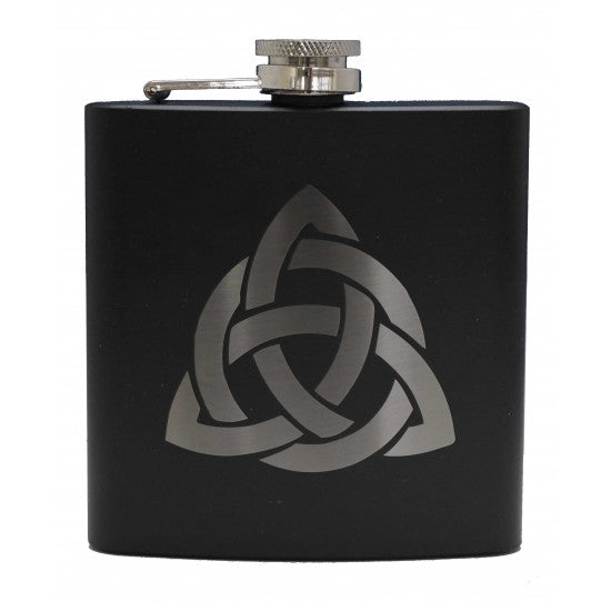 Hip Flask Black Celtic Interlace 