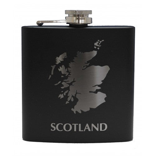 Hip Flask Black Scotland Map