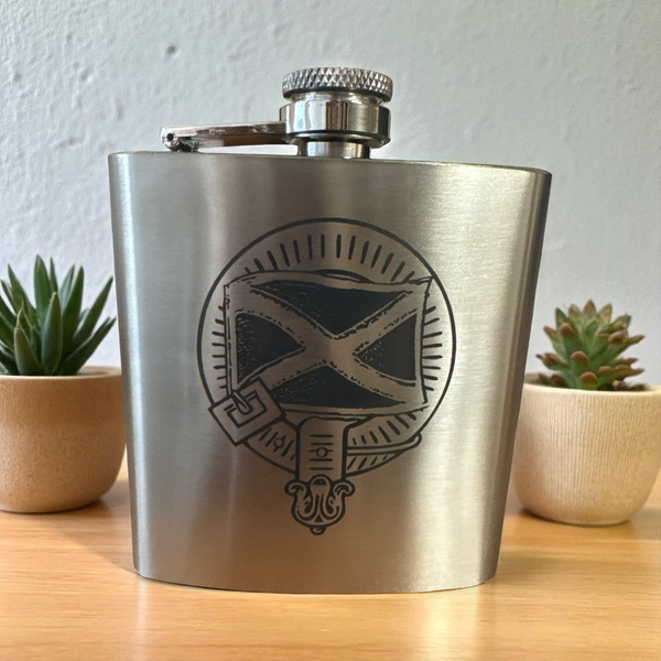 Hip Flask Set 6 oz Silver Saltire