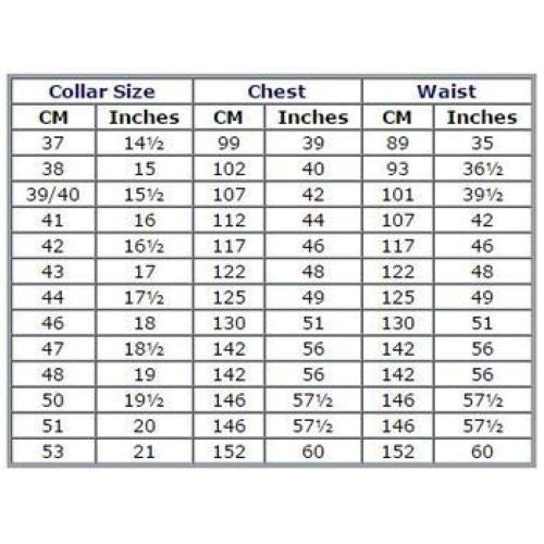 J Woods Victorian Collar Shirt in White Size Chart