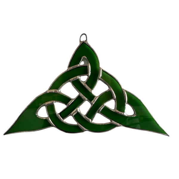 Large Celtic Knot Stained Glass Hanger Green