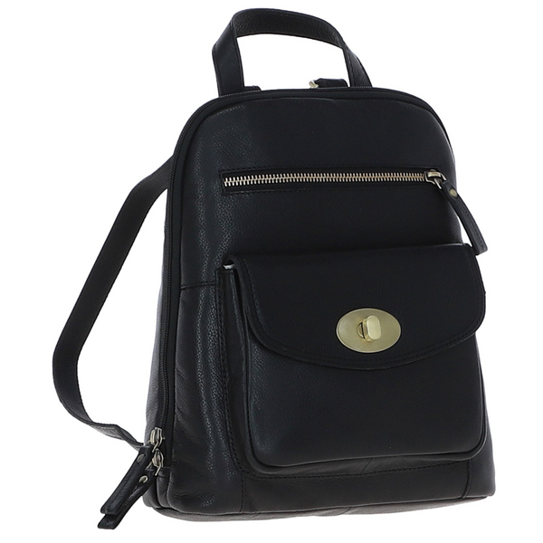 Leather Genuine Back Pack  Black 