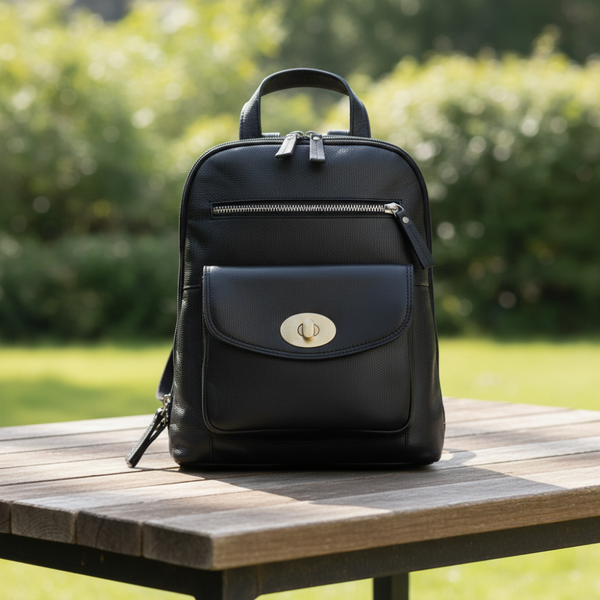 Leather Genuine Backpack Black 1