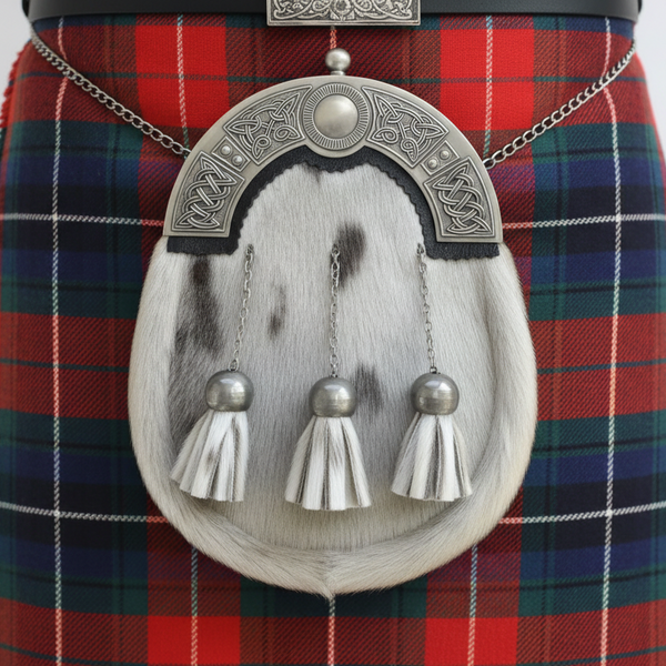 Light Bovine Skin Dress Sporran Antique Made IN Scotland