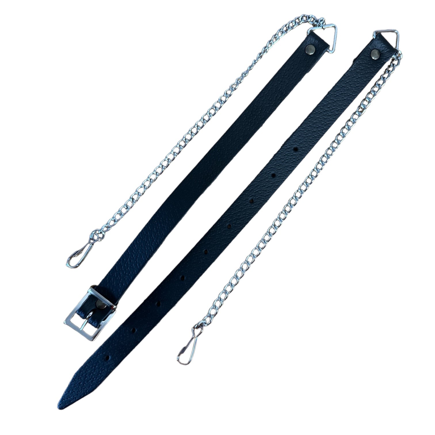 Black Leather Chrome Sporran Chain Belt