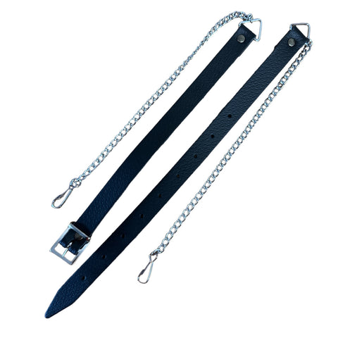 Black Leather Chrome Sporran Chain Belt
