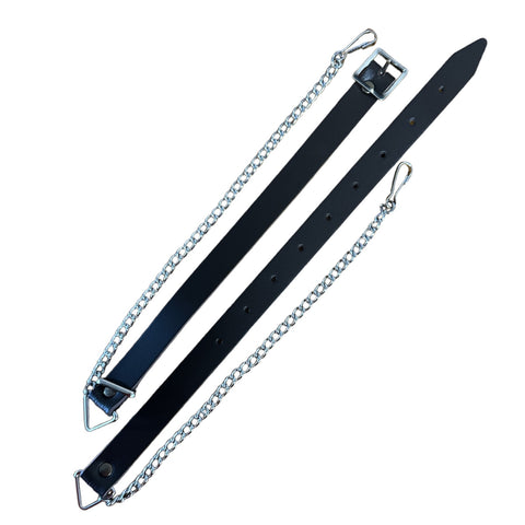 Brown Dark Tan Leather Chrome Sporran Chain Belt