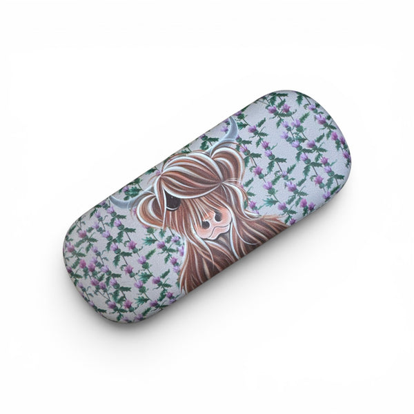 Miss Thistle Highland Cow Glasses Case