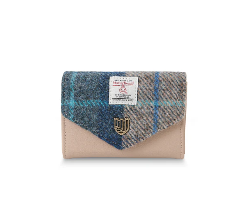 Navy Beige Clasp Purse Harris Tweed