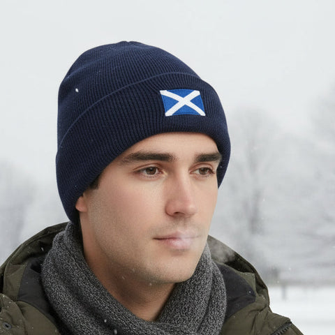 Navy Saltire Hat Beanie