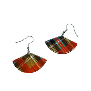 Orange Tartan fan Earings