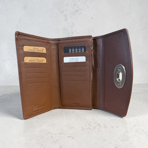 Harris Tweed Leather Large Lock Purse