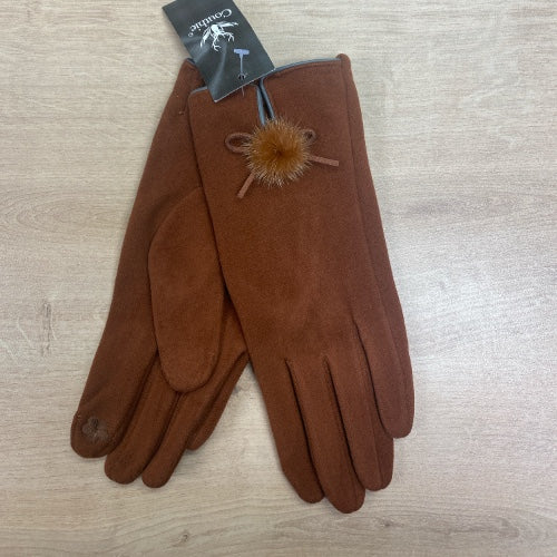 Brown Pom Gloves
