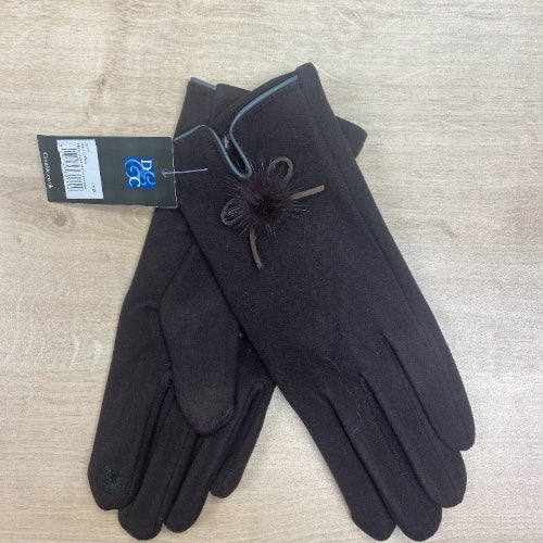 Dark Coffee Pom Gloves