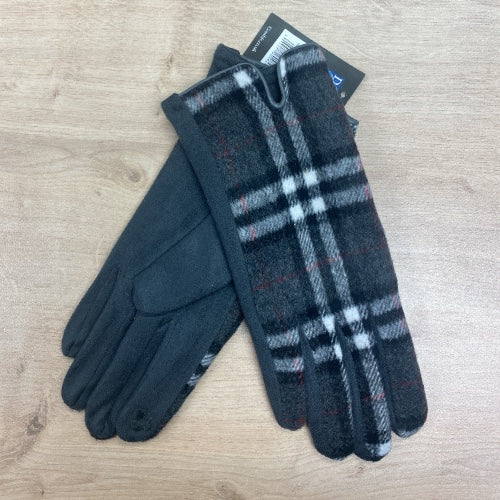 Dark Grey Check Gloves