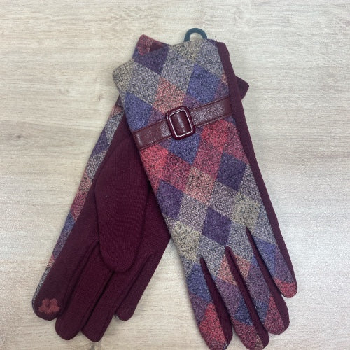 Purple Checked Gloves