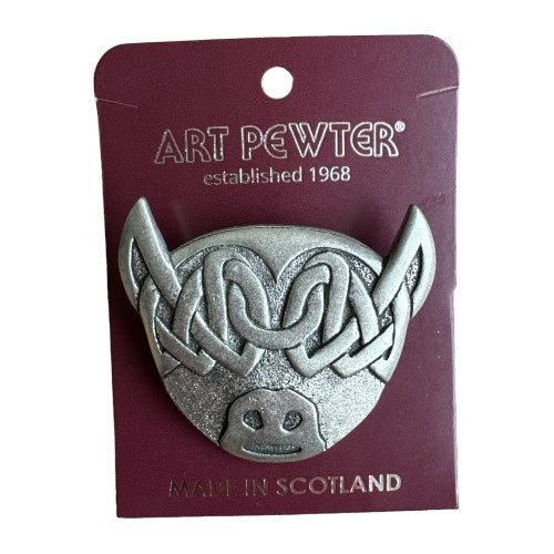 Celtic Highland Cow Brooch Made in Scotland by Art Pewter (175)