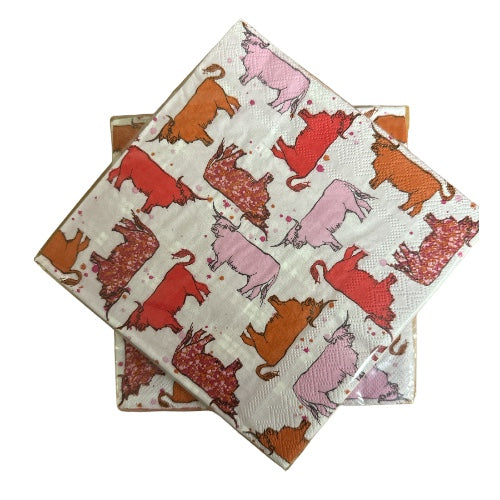 Highland Cow Pink Napkins 