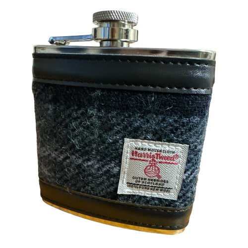 Grey Blue  Check Hip Flask