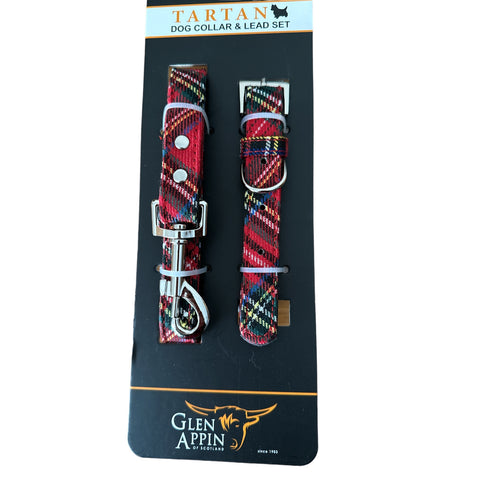 Tartan Dog Collar and Lead Set Royal Stewart