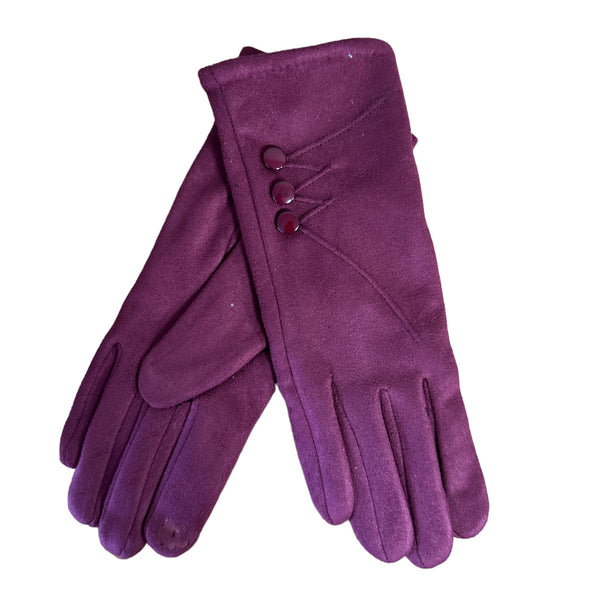 Buttoned Burgundy Gloves