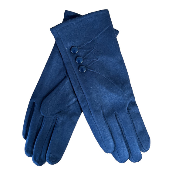 Buttoned Navy Gloves