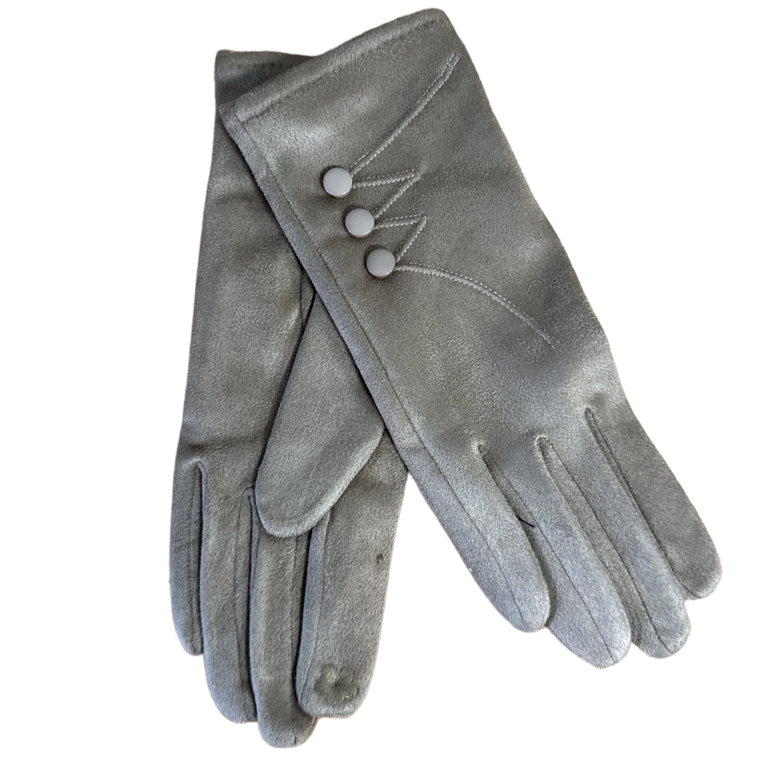 Buttoned Beige Gloves