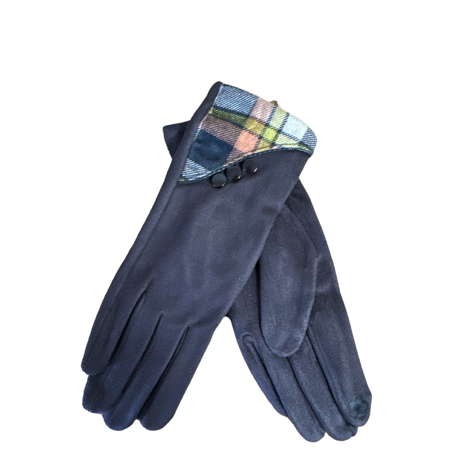 Coffee Tartan Trimmed Gloves