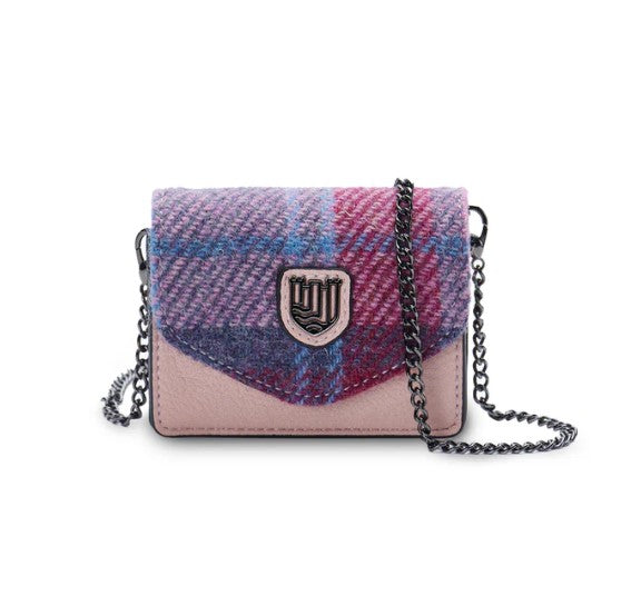 Pink and Blue Harris Tweed Card Case