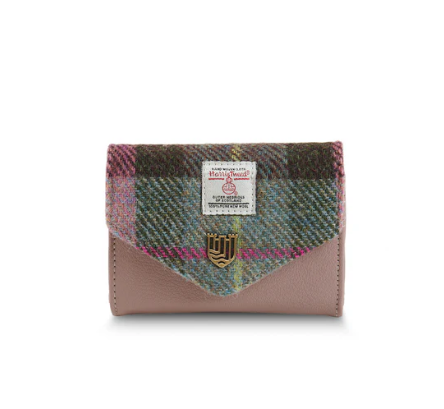 Pink and Green Small Clasp Purse Harris Tweed