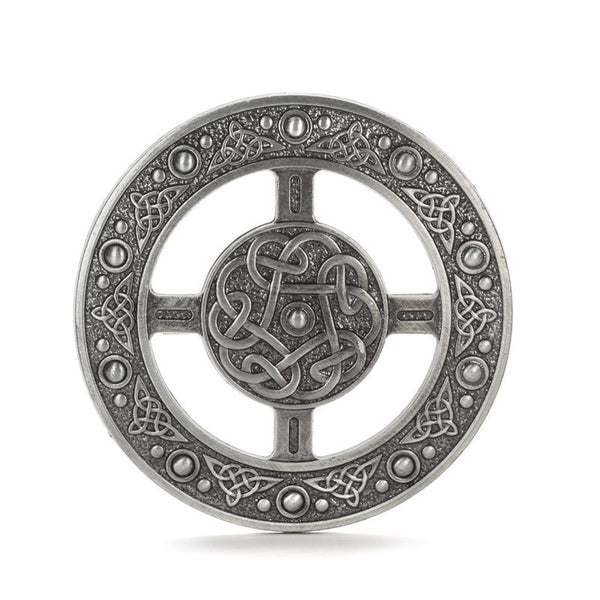 Plaid Brooch Gun Metal