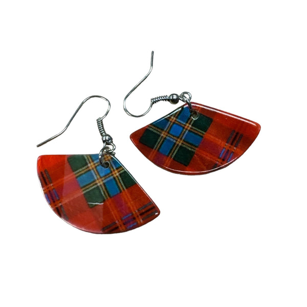 Red Tartan fan Earings