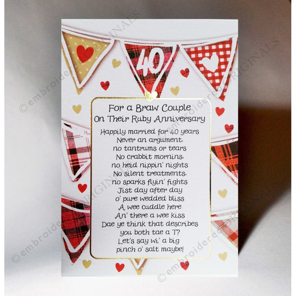 Scottish Ruby wedding Card 