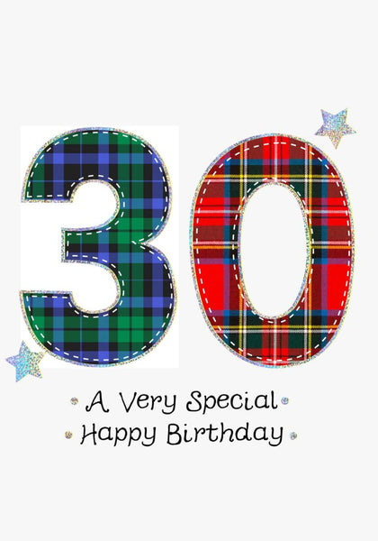 Scottish Tartan 30th Birthday Card