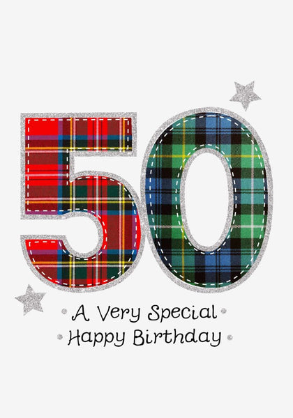 Scottish Tartan 50th Birthday Card