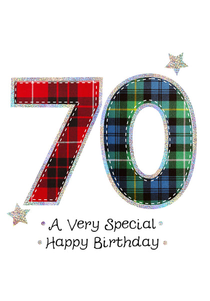 Scottish Tartan 70th Birthday Card