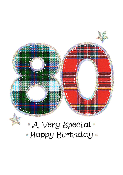 Scottish Tartan 80th Birthday Card