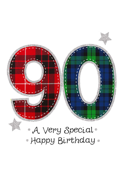 Scottish Tartan 90th Birthday Card